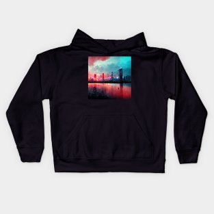 Bay - Cyberpunk Cityscape Skyline Kids Hoodie